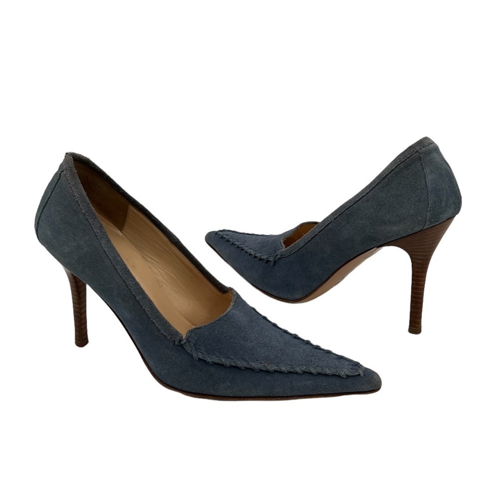 Versus by Versace Blue Suede Pointed Toe Heels Size 37 Women’s